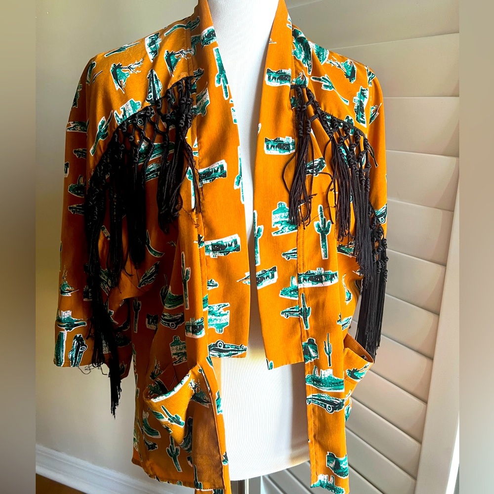 Western fringe kimono